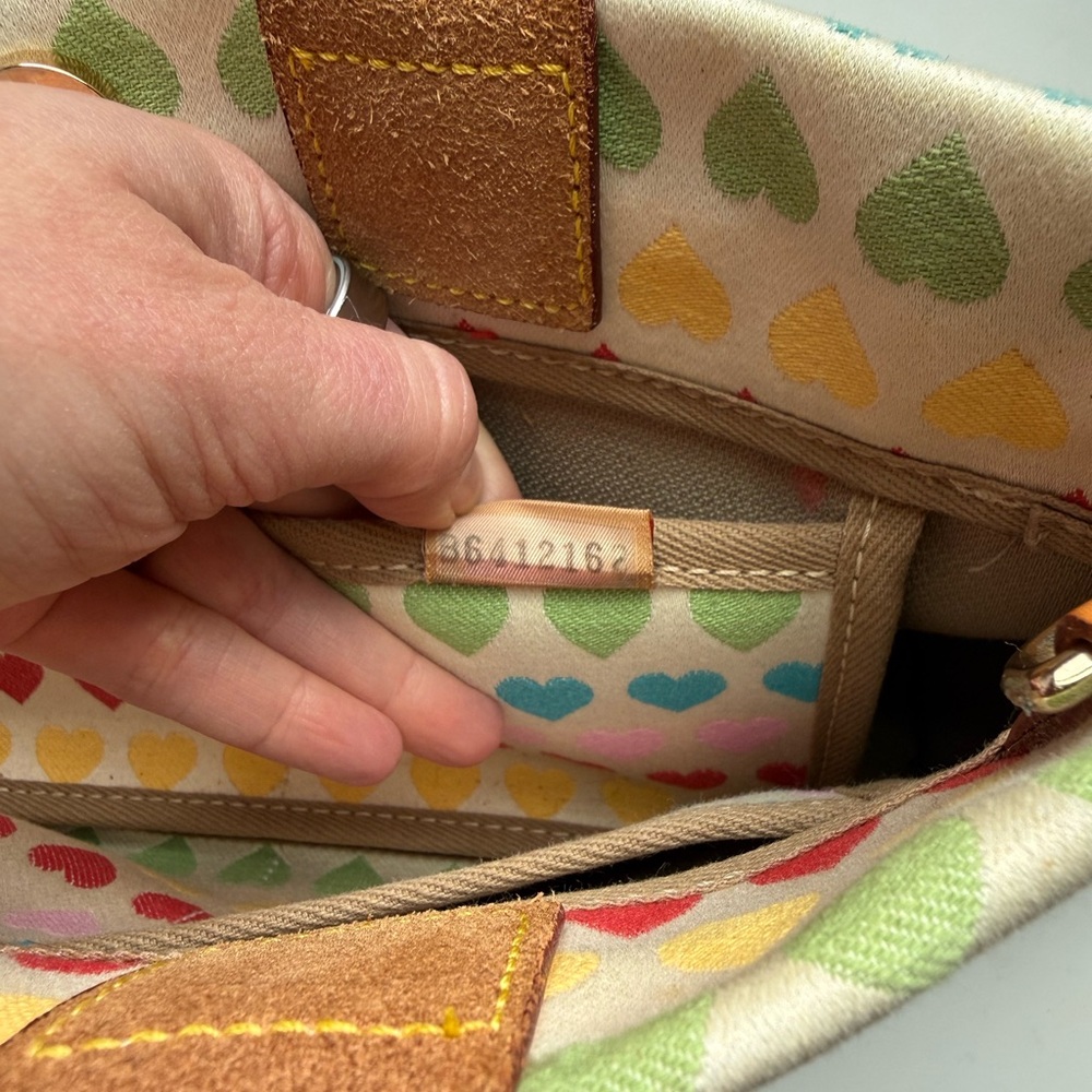 VINTAGE Dooney & Bourke Hearts Canvas Satchel EARLY 2000s Y2K authentic - Picture 7 of 12